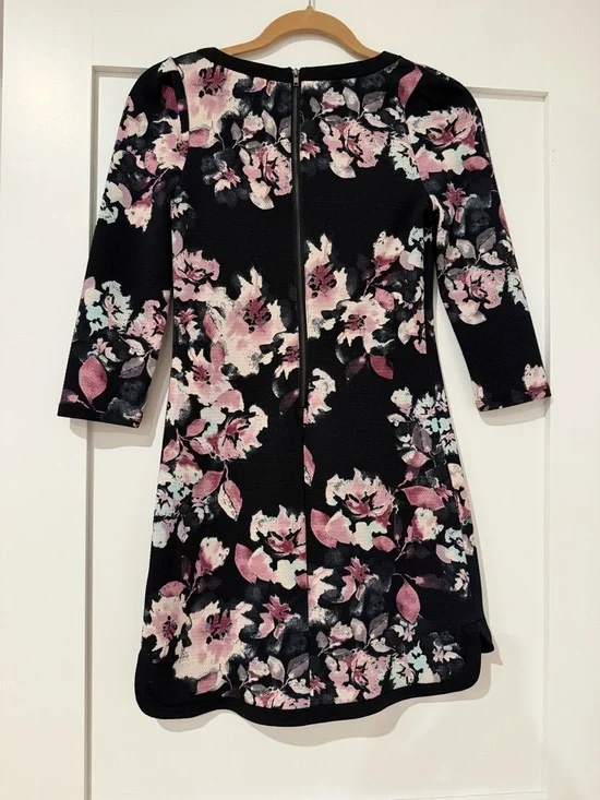 Black Floral Dress with Pink Accents - Picture 2 of 3